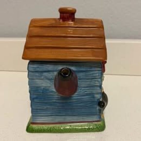 Vintage Sakura Debbie Mumm Blue Birdhouse Tea Pot Ceramic Whimsy Cottagecore - Picture 6 of 6